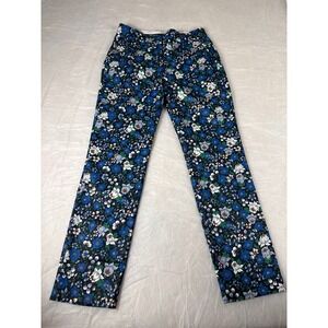 Tory Sport Floral Print Golf Pants Blue White Green Straight Leg Trousers Size 2